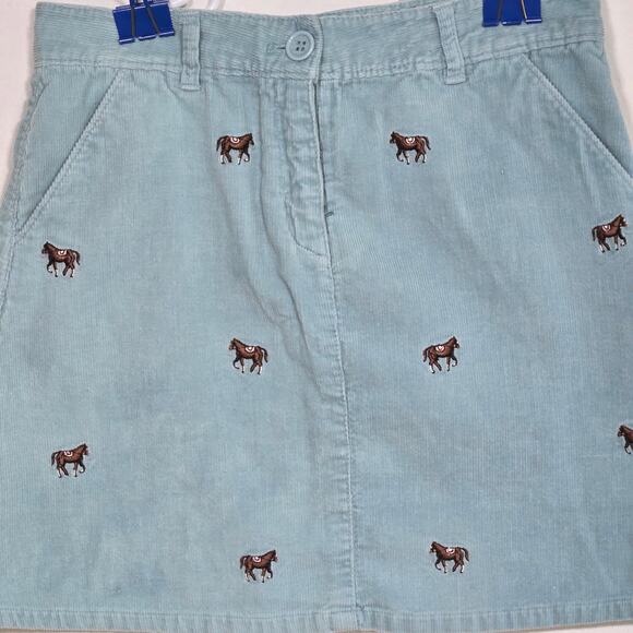 E. Land  Girls Light Blue Corduroy Skirt With Embroidered Horses. Size 12. - Picture 5 of 7